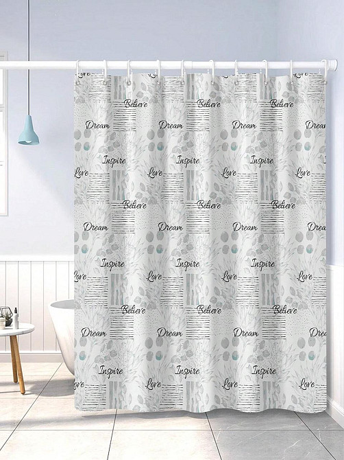 Шторка для ванной и душа 180x180 см водонепроницаемая,штора для душевой и ванной комнаты с крючками,прозрачная Каменец-Подольский - изображение 7