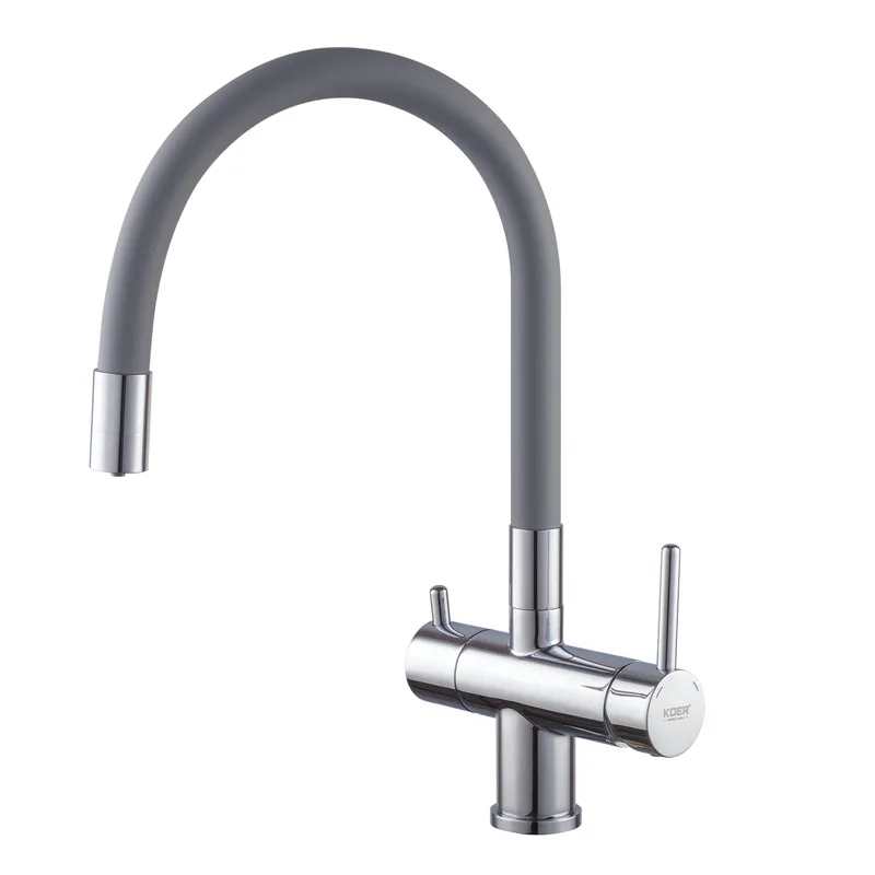 Кухонний змішувач з силік. виливом і вих. для питної води KOER KB-72002-01 (KR3383) Київ - фото 1