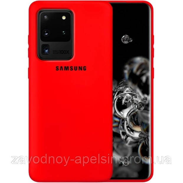 Samsung S20 Ultra G988 Силіконовий чохол Мікрофібра (червоний) Одеса - фото 1