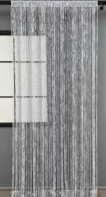 Шторы-нити спираль с люрексом Белый с серым 300х300см 1 шт (61-052) Киев - изображение 3