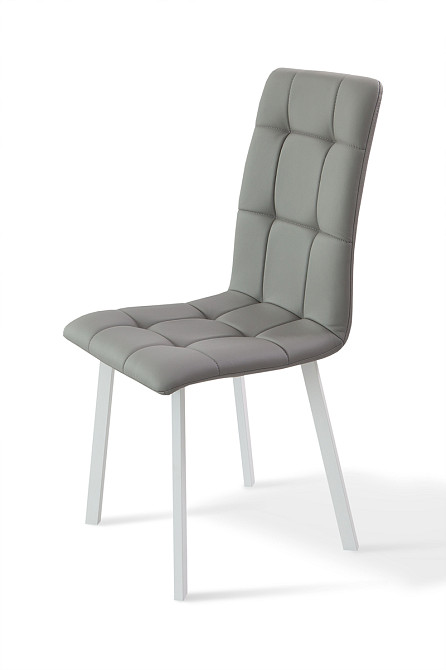 Стілець Трініті, метал білий/шкірзам світло-сірий Киев - изображение 2