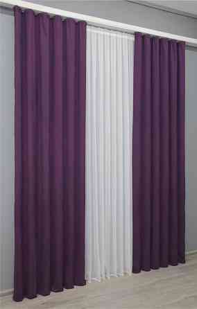 Комплект готовых штор VR-Textil Микровелюр Petek № 1509ш Фиолетовый 100х290 см 2 шт (31-697) Киев