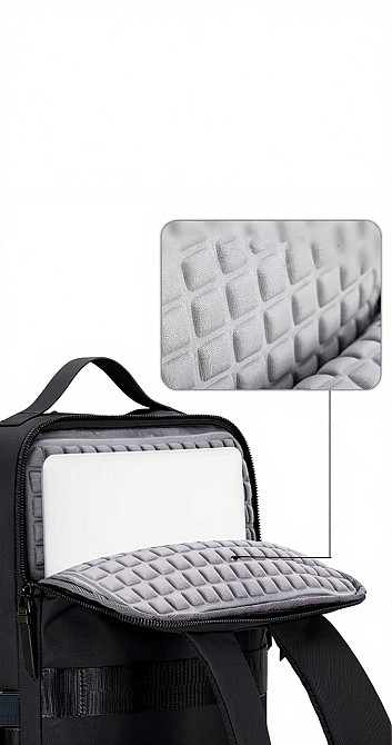 Рюкзак городской для ноутбука с противоударным отделением, дорожный для путешествий 41х30х13 см,чёрный Каменец-Подольский - изображение 4