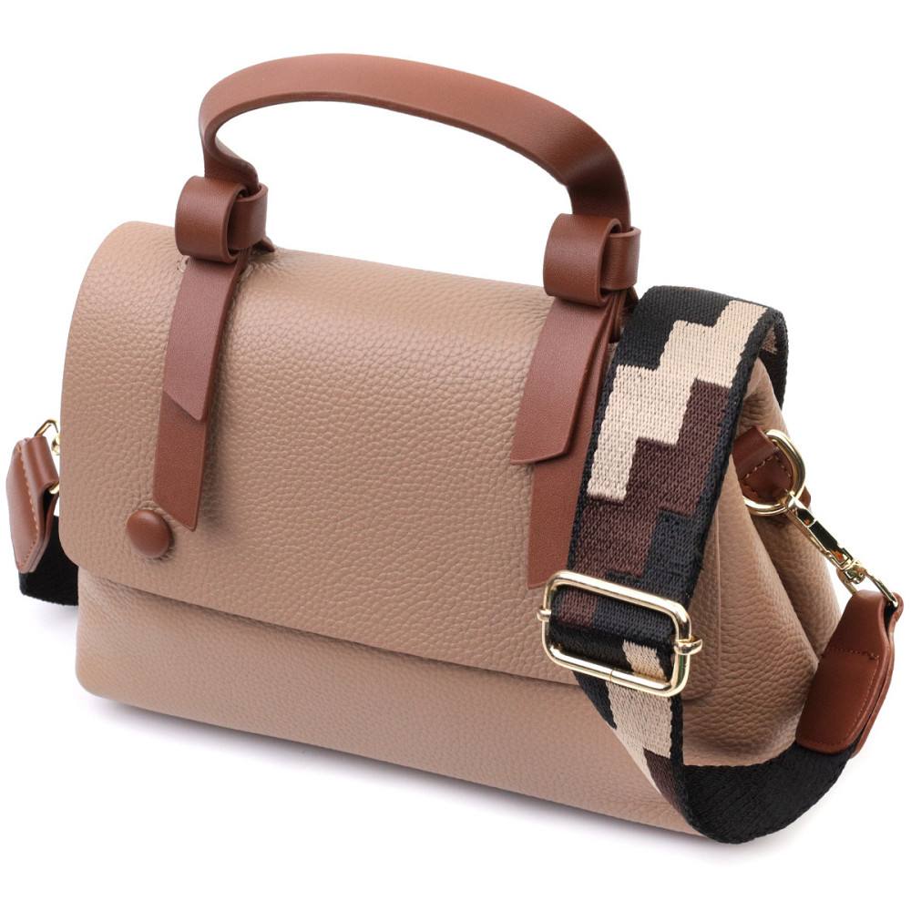 Ділова сумка для жінок з короткою ручкою з натуральної шкіри Vintage 22668 Коричнева Київ - фото 1