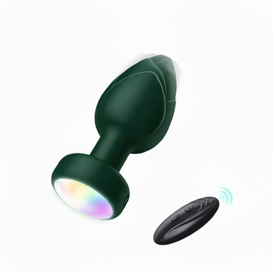 Анальна пробка що світиться з вібрацією і Д/У Light Anal Plug 3,5*9 см зелена — Анальні іграшки Вінниця