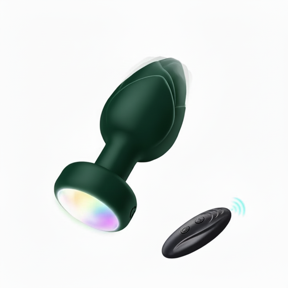 Светящаяся анальная пробка с вибрацией и Д/У Light Anal Plug 3,5*9 см зеленая – Анальные игрушки Винница - изображение 1