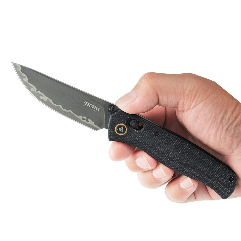 Ніж складаний туристичний SRM Medal 255L-MB3 (8.2 см) 140Cr / Micarta чорний Київ - фото 9