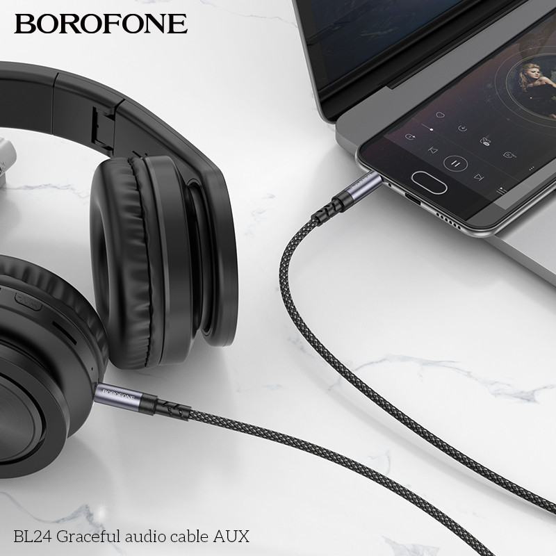 Аудио кабель BOROFONE BL24 Graceful audio cable AUX Metal Grey Одеса - фото 9