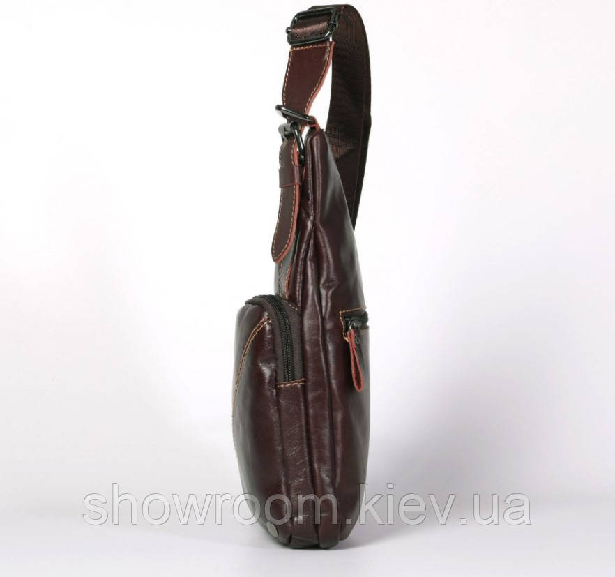 Чоловічі сумки на груди (слінг) Leather Collection (5032) коричнева Київ - фото 2