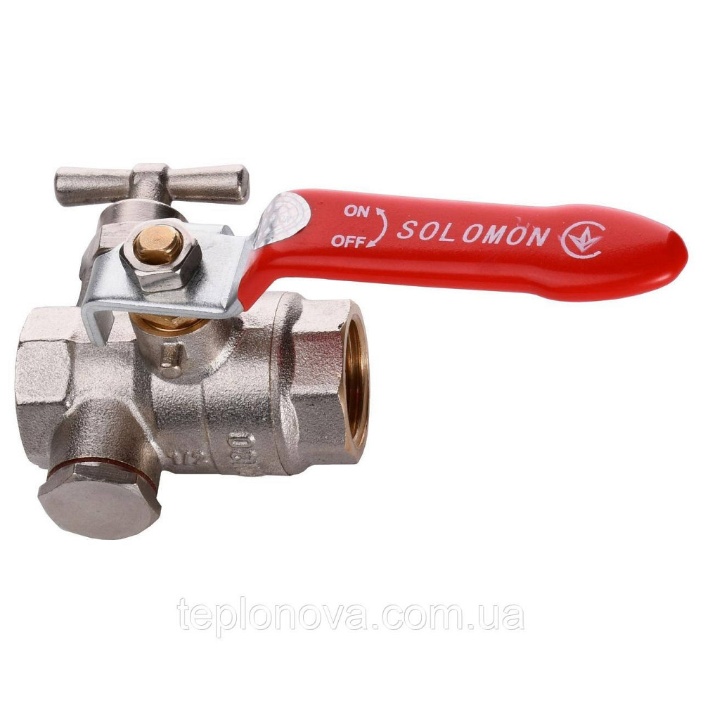 Кран шаровый полнопроходной со спускником воздуха SOLOMON 1/2″ B1018 Черновцы - изображение 2