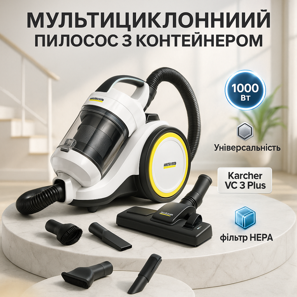 Пилосос без мішка контейнерного типу Karcher, Потужний контейнерний пилосос для прибирання будинку VI-80 Львів - фото 10