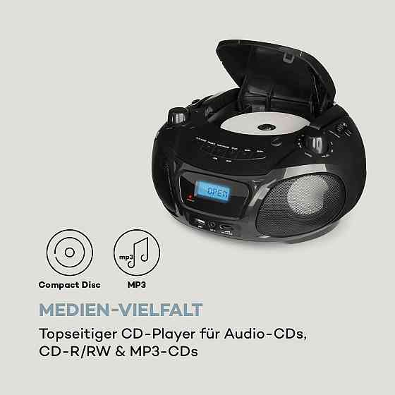 Roadie Sing CD Boombox FM Radio Light Show CD-плеєр Мікрофон Чорний (Німеччина, читати опис) Рівне