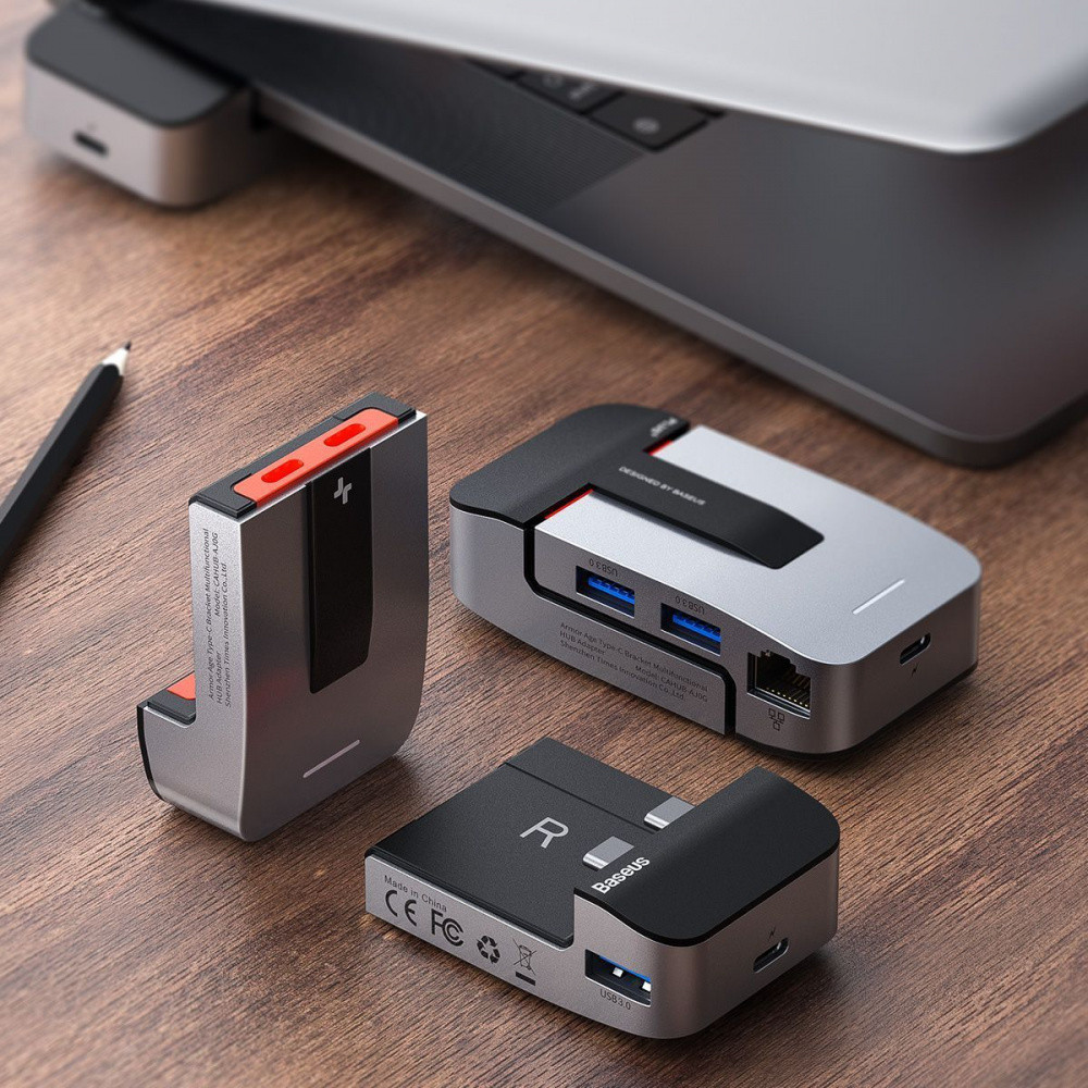 USB-Хаб Baseus Multifunctional Armor Age Type-C Bracket серый Львов - изображение 3