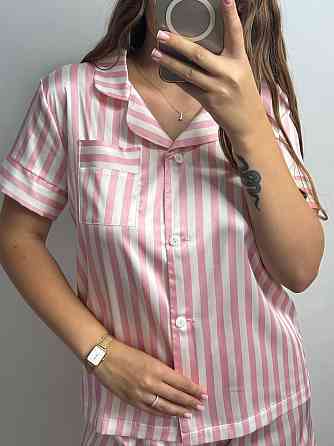 Женская пижама сатиновая Розовый полоска XS-S Харьков