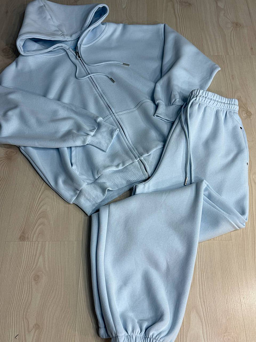 Костюм женский A-N 27066 спортивный оверсайз худи на молнии и джогеры голубой, голубой, L Киев - изображение 7