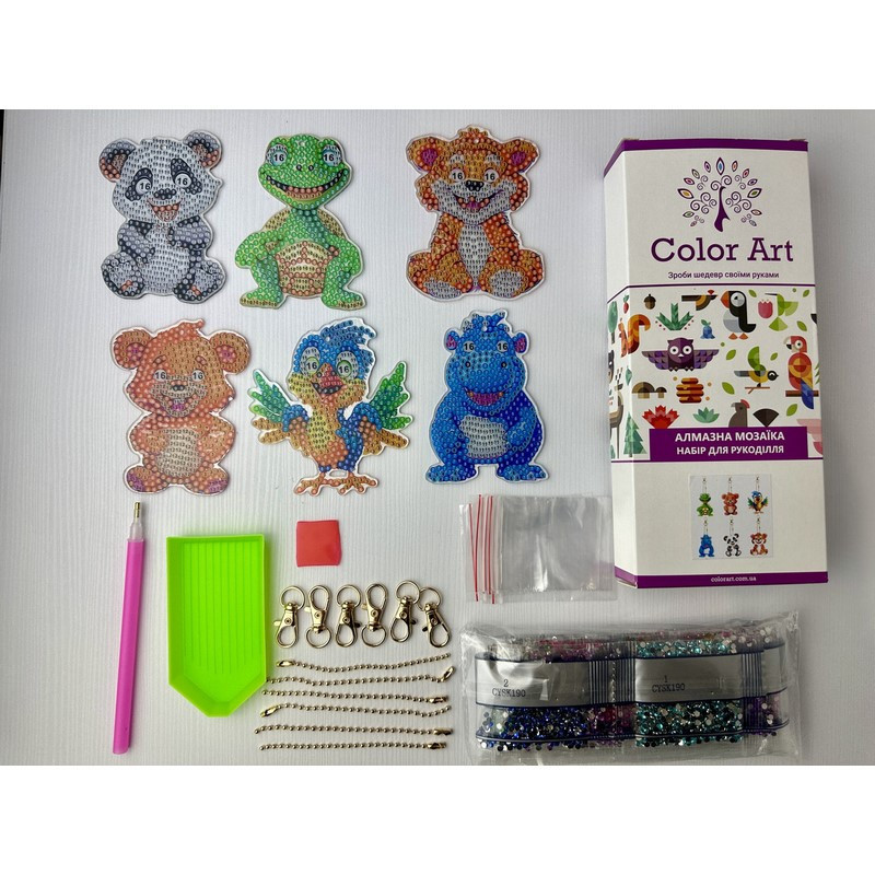 Набір брелків для алмазної мозаїки "Тваринки" BR32, 6 штук Вінниця - фото 5