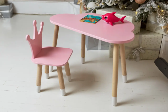 Дитячий столик Хмара (Рожевий) та стільчик Корона (Рожевий) Вінниця