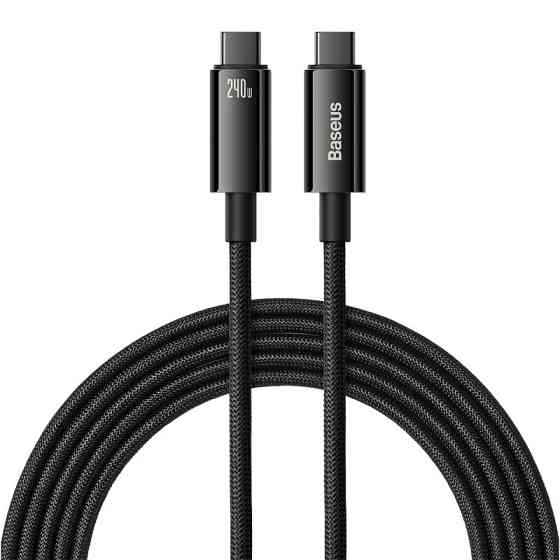 Кабель Baseus Tungsten Gold Fast Charging Data Cable Type-C to Type-C 240W 3m Black Одеса