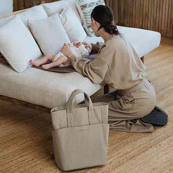 Сумка-рюкзак для мами Чорна Бежевий Київ