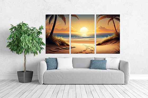 Модульная картина в гостиную / спальню   Захід сонця    ART-215_3A Киев