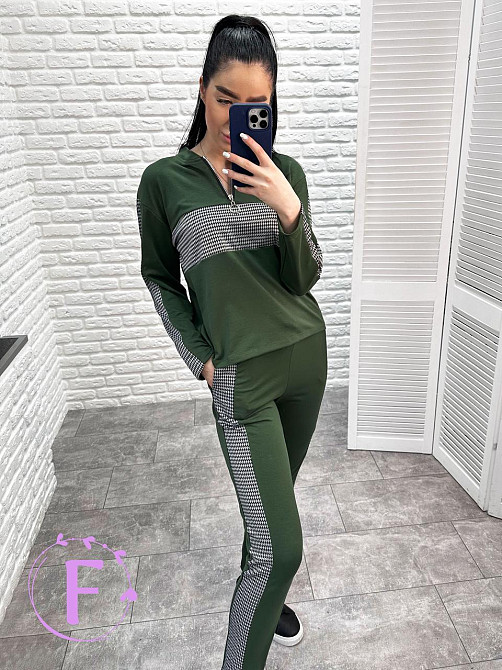 Демисезонный прогулочный костюм из трикотажа Wonderlend батал 50-52, Хаки Киев - изображение 1