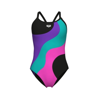 Купальник Arena Multi Slices Swimsuit Lightdro 008094-598 чорний, бузковий, бірюзовий, рожевий 44 (3468337399704) Винница - изображение 3