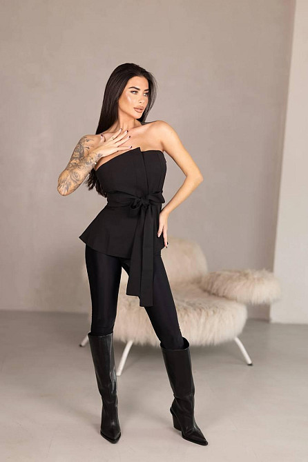 Женский стильный привлекательный корсет из плотной ткани креп костюмка чорний, 44/46 Одесса - изображение 7