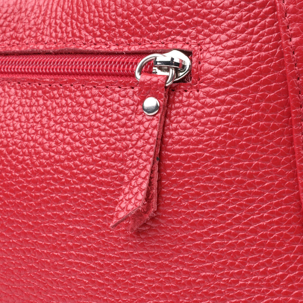 Яскрава сумка багет з ланцюжком і знімним ремінцем з натуральної шкіри Shvigel 22836 Червона Київ - фото 5