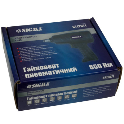 Гайковерт Sigma Profi 1/2" 850Нм 7000об/мин 142л/мин 8бар (6712071) Винница - изображение 3