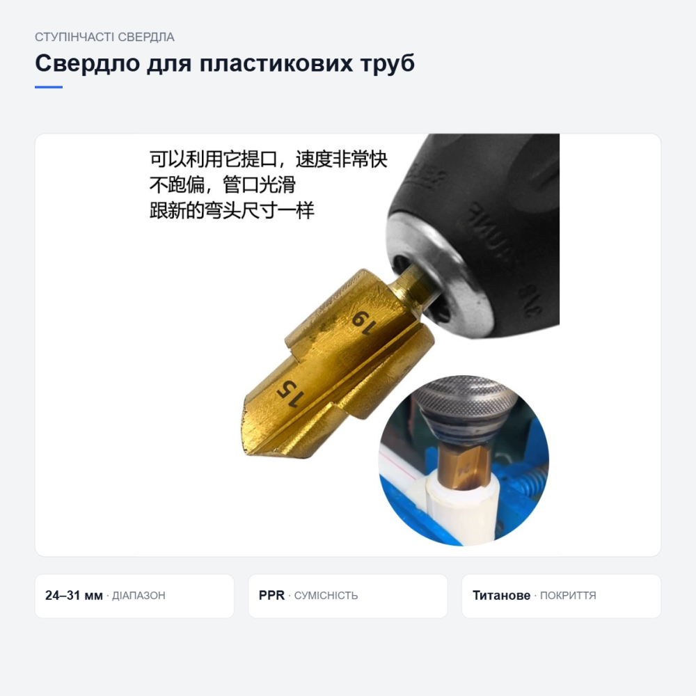 Ступенчатое сверло для пластиковых труб Киев - изображение 11