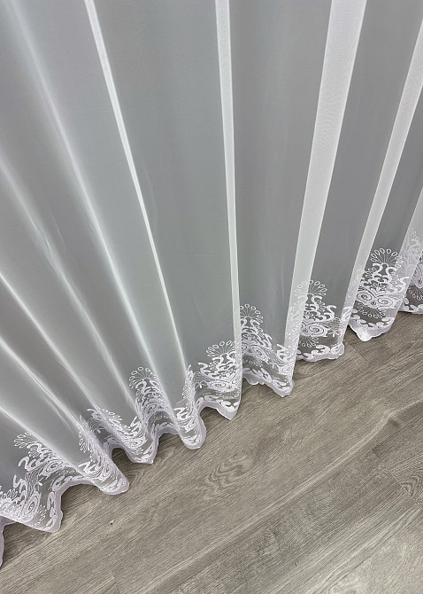 Тюль фатин с вышивкой цвет белый 1821т Киев - изображение 7