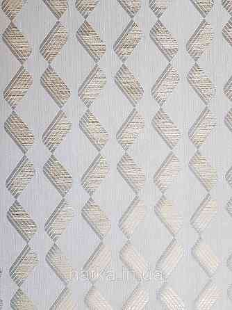 Шпалери метрові вінілові на флізелін Marburg Villa Romana геометрія смужки зигзаг золотисті на сірому Київ