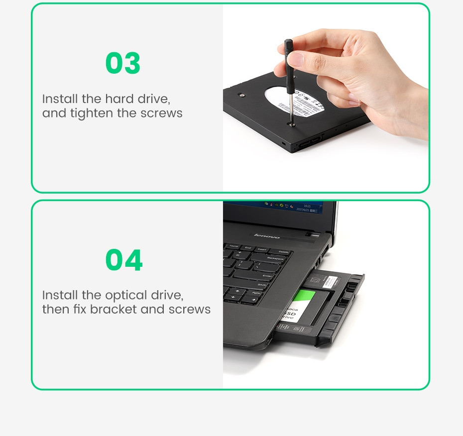 Кишеня-адаптер Ugreen CM322 9.5мм для підключення 2.5" HDD/SSD SATA 3.0 в ноутбук 70657 Миколаїв - фото 7