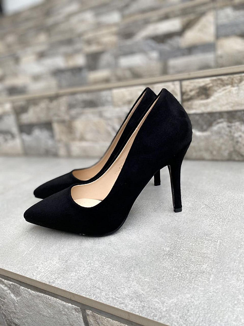 Туфлі жіночі S.S чорні еко-замша каблук 9 см розміри 36-41 (2754) Коломыя - изображение 4