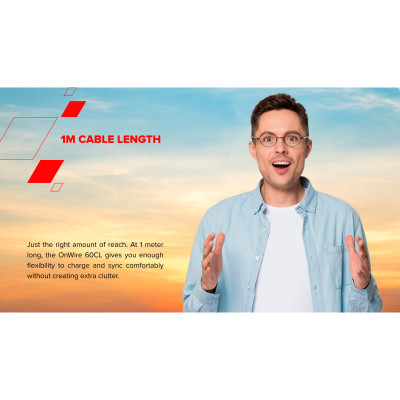 Дата кабель USB-C to USB-C 1.0m OnWire 60CL C-C 60W COLOR Braided 1m Light Blue Canyon (CND-CCAP60AB10LBL) Винница - изображение 7