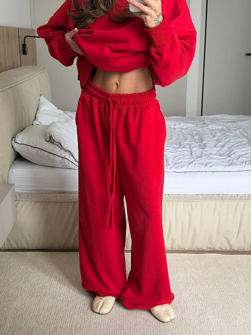 Женский повседневный костюм двойка турецкая петля Красный Одесса - изображение 3