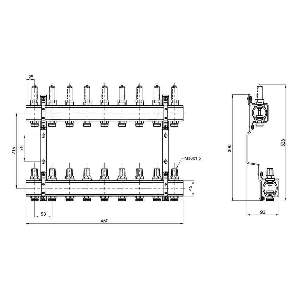 Колектор із витратами Thermo Alliance Forte 1" 9 виходів SF001W9 Київ - фото 14