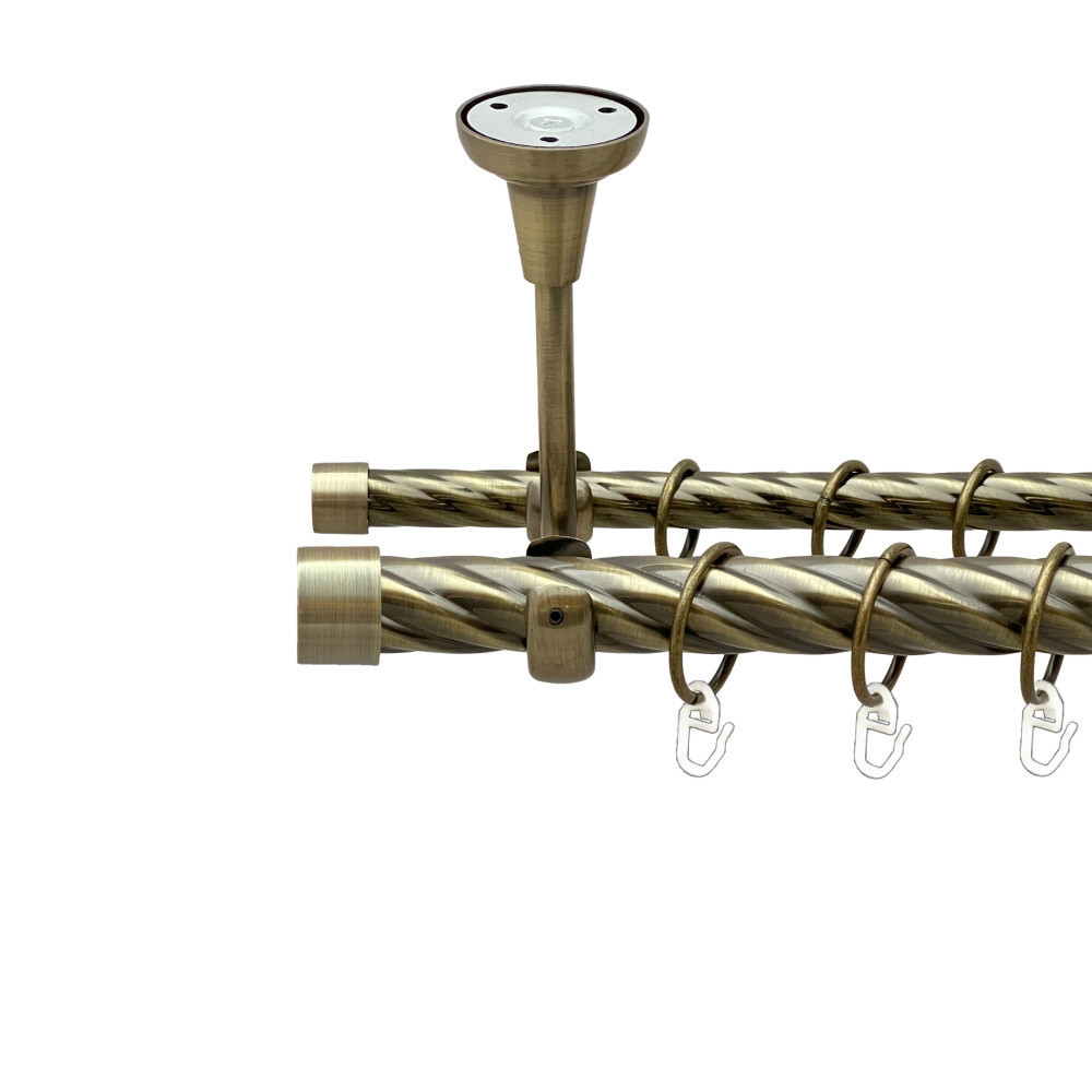 Карниз Orvit Заглушка металевий дворядний відкритий до стелі скручена труба кільце металеве Антик 25\16 мм 160 см (00-00025772) Львів - фото 1