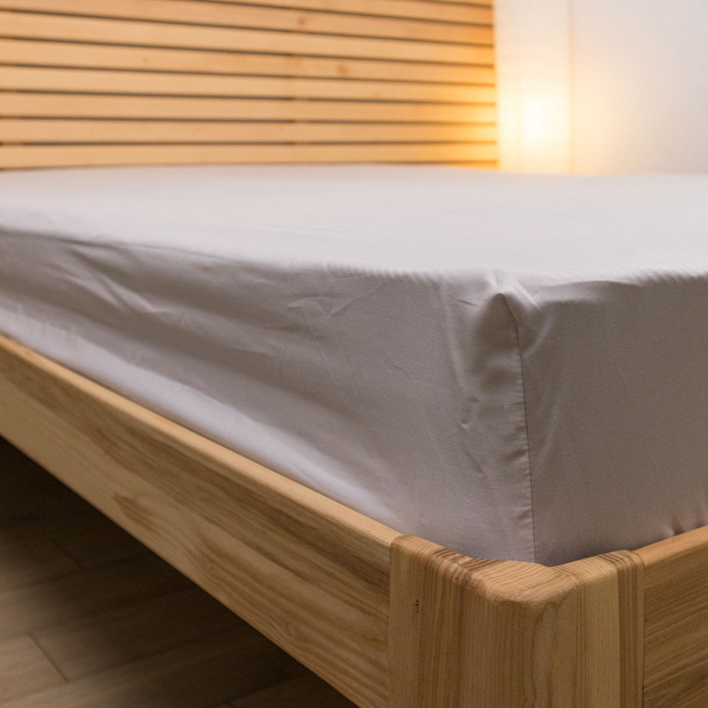 Простынь на резинке односпальная сатин 100% хлопок 90х200х25см 125г/м2 (Светло-серый) Сумы - изображение 6