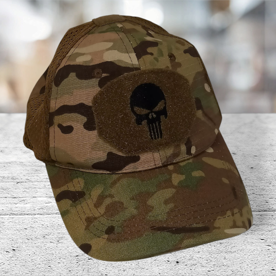 Бейсболка с черепом камуфляжная с сеткой для мужчин и женщин 54-60 зеленый Киев