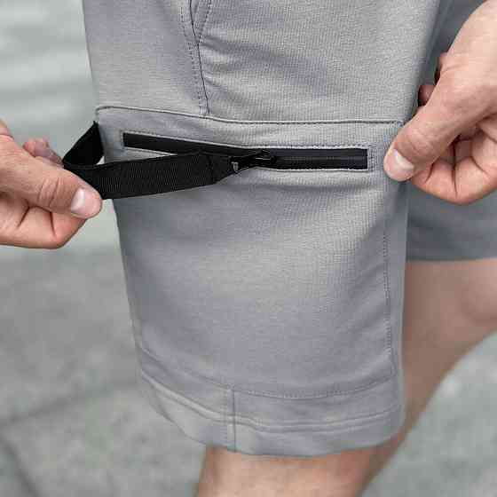 Легкие однотонные стальные мужские шорты Pobedov Line Киев