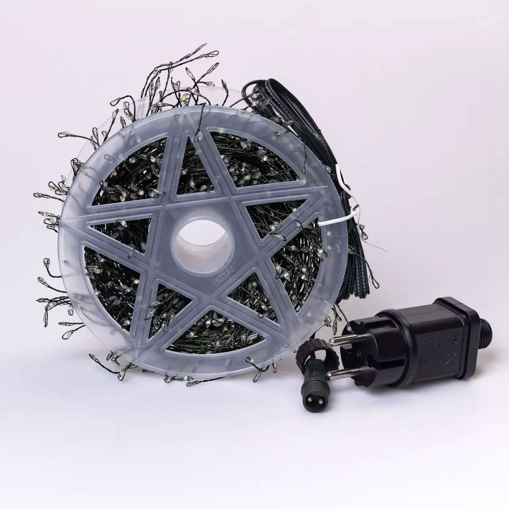 Гірлянда роса мішура 30 метрів хвойна лапа 640 led світлодіодів зелений дріт синя D1750BL Коломия - фото 4