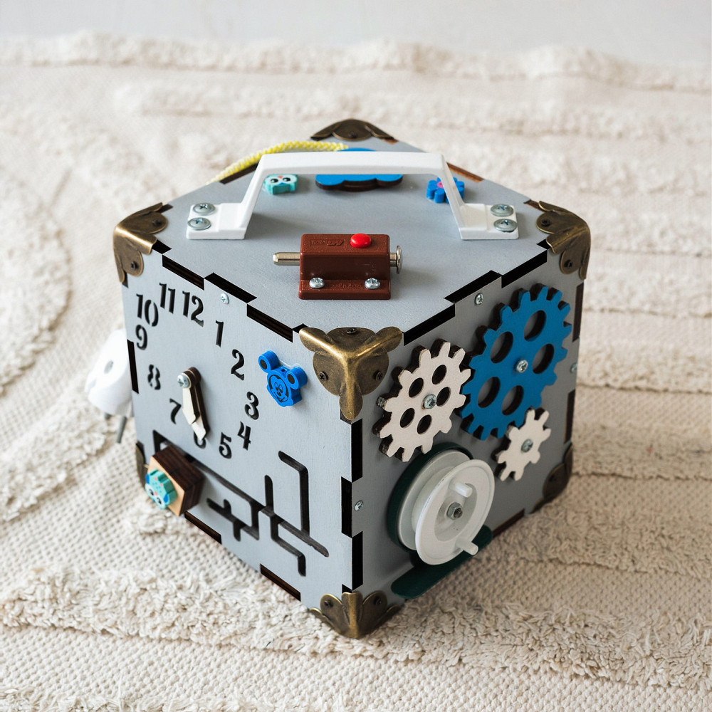 Маленький Бізікуб 15*15*15 Сірий дитячий куб Мінібізикуб для хлопчика Бізіборд Тернопіль - фото 3