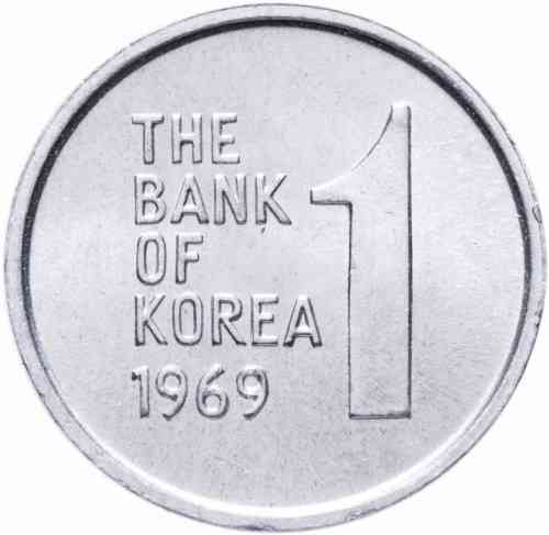 Южная Корея 1 вона, 1968-1982(БГ) Полтава