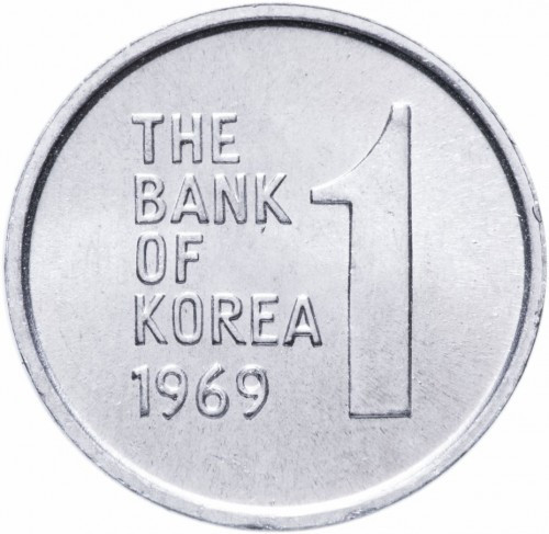 Южная Корея 1 вона, 1968-1982(БГ) Полтава - изображение 1