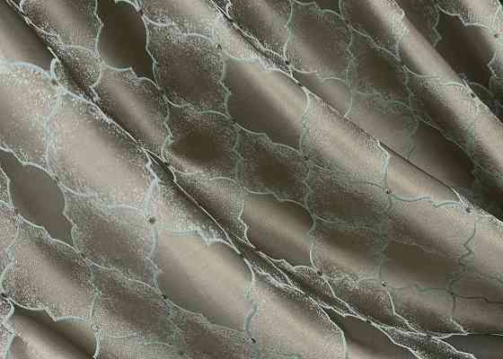 Комплект готовых штор VR-Textil Жаккард SAPFIR № 1753ш Серый с бирюзовым 150х300 см 2 шт (33-0710) Киев