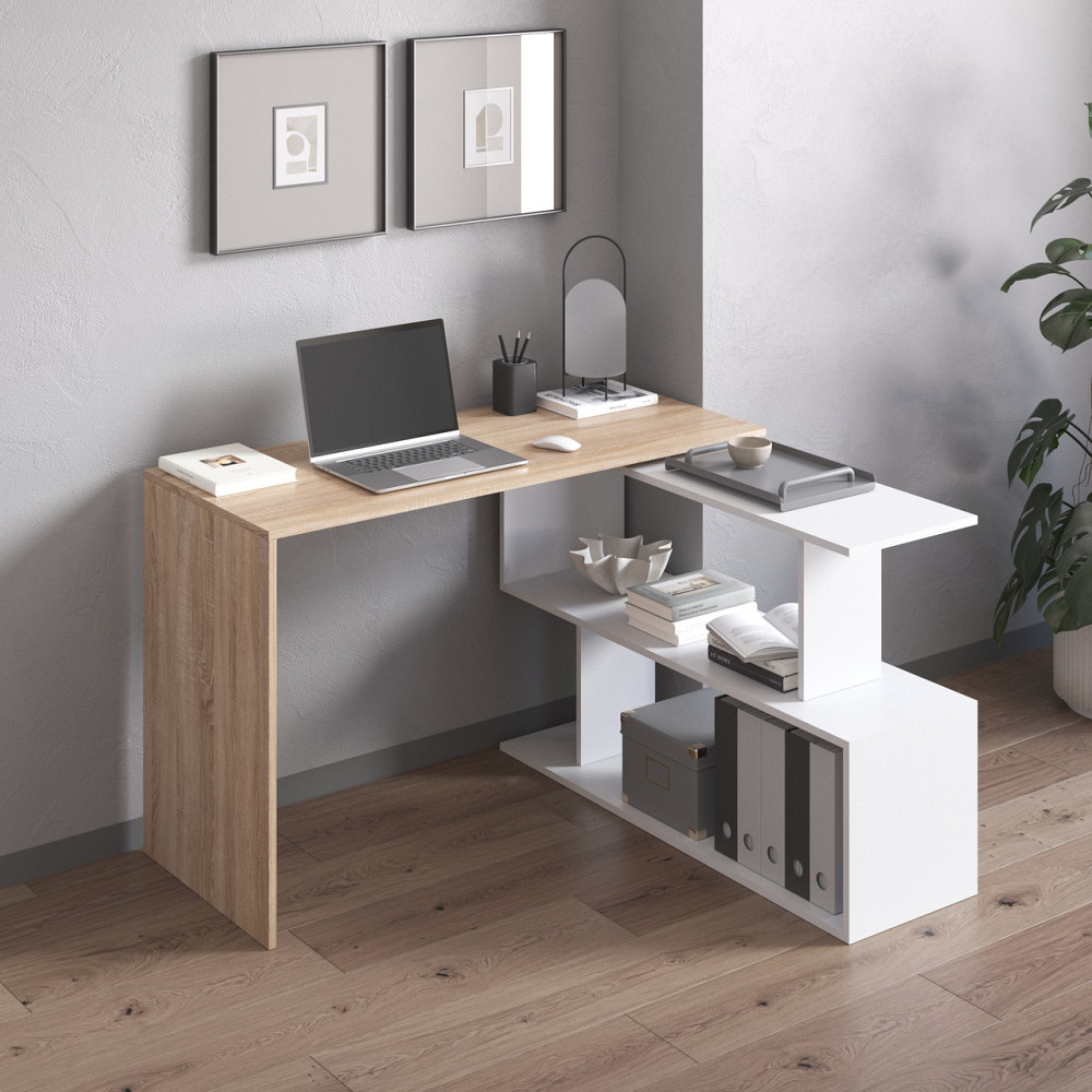 Cтол компьютерный VAYS поворотный письменный cтол трансформер M-41 Дуб Сонома-Белый Львов - изображение 1