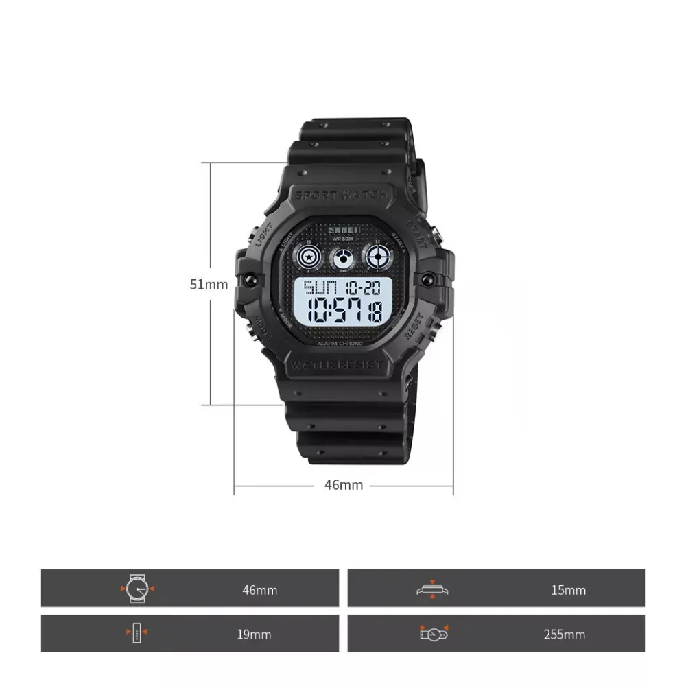 Спортивные мужские часы Skmei 1606 (Черные с белым) Винница - изображение 10