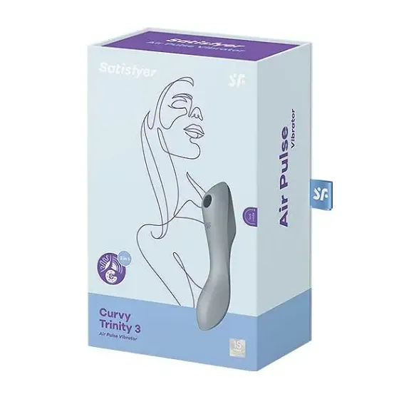 Вакуумний стимулятор з вібрацією Satisfyer Curvy Trinity 3 BlueGrey Львів