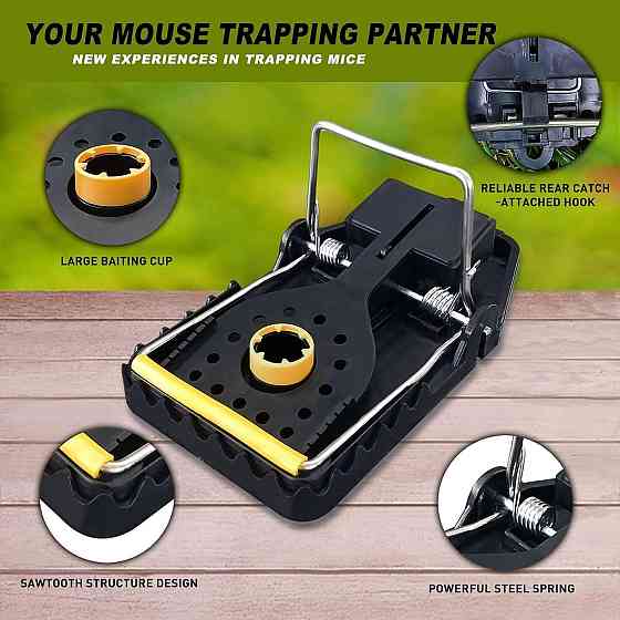 Пастка для щурів WCT-3 чорний 6 шт багаторазова ABS+PC високочутлива 15–25 г без токсинів для дому і вулиці клейова пастка Київ